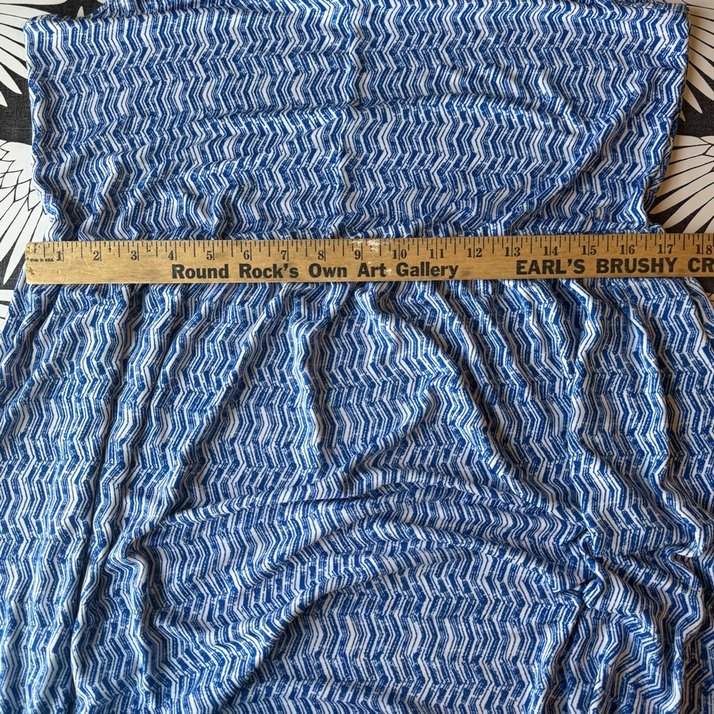 Chico's Dress Size 2/L/ 12 14 Blue White Maxi Chevron Print Tiered Stretchy - Picture 7 of 13